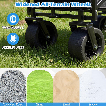 Goplus Collapsible Wagon with Removable Canopy Adjustable Handles & All-Terrain Wheels