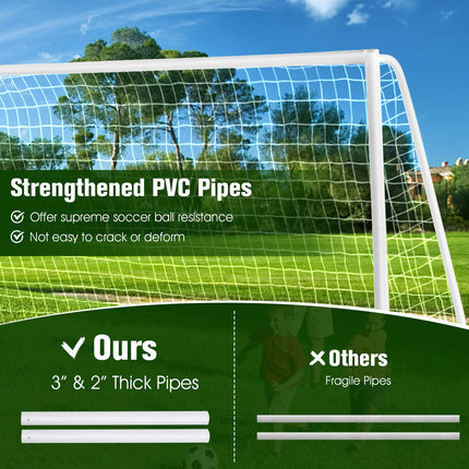 Goplus Soccer Goal, 6FT x 4FT/12FT x 6FT Soccer Net with Strong UPVC Frame, Quick Set-up, High-Strength Netting - GoplusUS