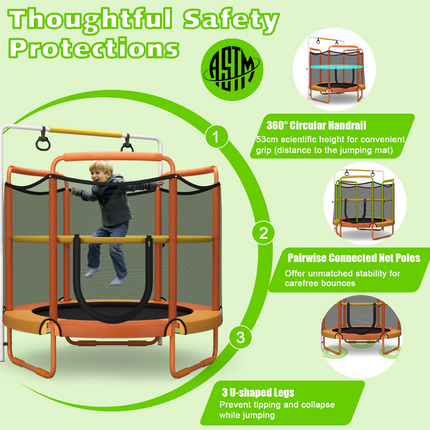 60 Inch Kids Trampoline with Safety Enclosure Net - GoplusUS