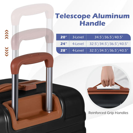 Goplus 20in/24in/28in PC+ABS Hard Shell Suitcase Set with TSA Lock | 3 Piece Luggage Set