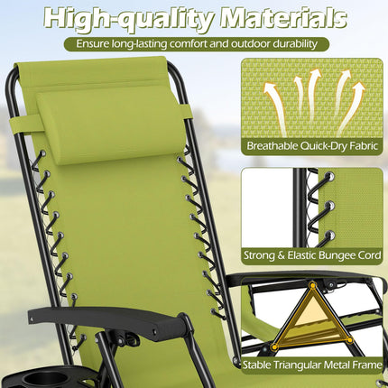 Goplus Zero Gravity Chairs Set of 1/2 Portable Patio Recliners