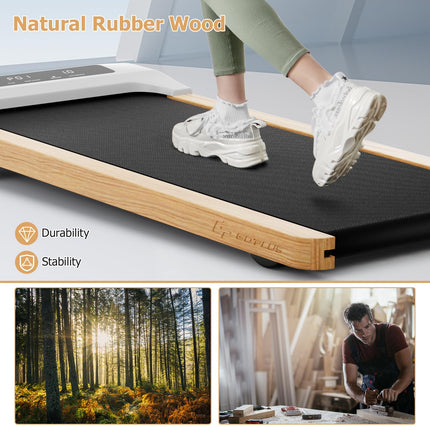 Walking Pad, Wooden Under Desk Treadmill for Home and Office - Goplus