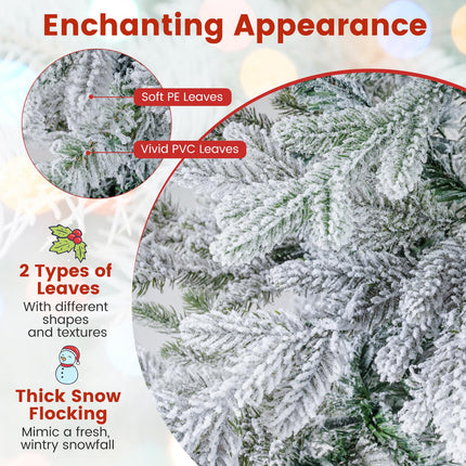 Goplus 4 FT Pre-Lit Snow Flocked Christmas Tree for Entrances