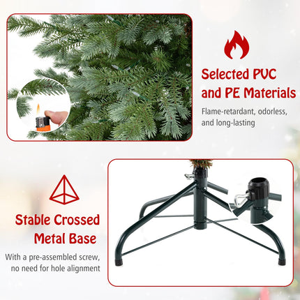 Goplus 6ft / 7ft Pre-Lit Artificial Christmas Tree with Lush PVC & PE Tips Seasonal Decoration