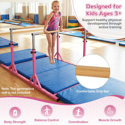 Goplus Double Horizontal Bars with 13-Level 33"-57" Adjustable Heights & 6-Level Adjustable Width