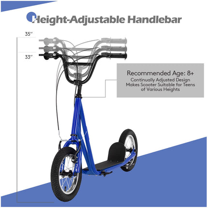 Youth Kick Scooter, Adults Kick Scooter W/ Carbon Steel Frame