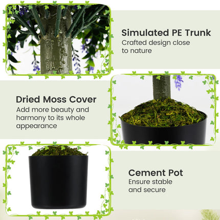 Goplus 22'' Artificial Wisteria Topiary Ball Tree Potted Plants Artificial Shrubs Set of 2