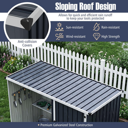 Goplus 7.6 x 4 FT Outdoor Metal Storage Shed w/Lockable Single Door