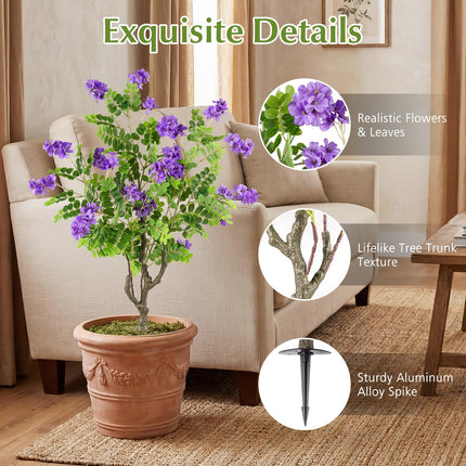 Goplus 39” 2 Pack Artificial Locust Flower Trees | Sun-Proof Indoor & Outdoor Faux Silk Plants