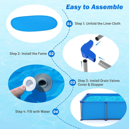 Goplus 8.5' x 6' Rectangle Metal Frame Pool Set w/PVC Fabric ( 690 Gal )