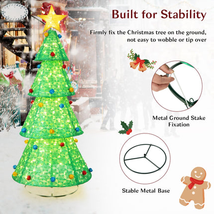 Goplus 6.5FT Pull-Up Christmas Tree with 200 Warm White LED Lights