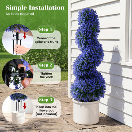 Goplus Artificial Spiral Topiary Trees Set of 2 3FT Outdoor Faux Plants