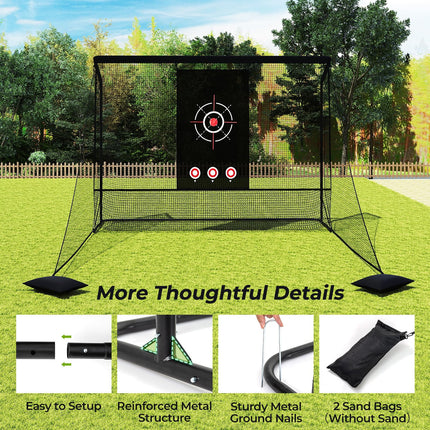 Goplus Golf Cage Practice Hitting Net 10'x7.4' Golfer Training Net