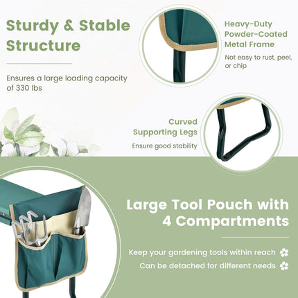 Folding Garden Kneeler Bench Heavy Duty Gardener Kneeling Pad Cushion