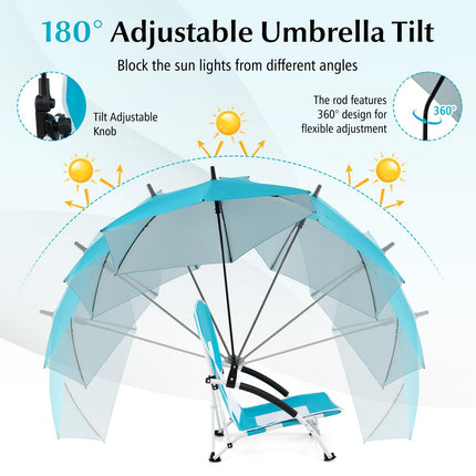 Goplus 330lbs Folding Backpack Chairs for Adults with Adjustable Parasol