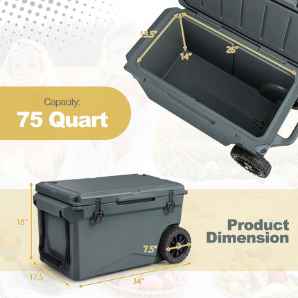 Goplus Cooler, Portable Ice Chest with All-Terrain Wheels