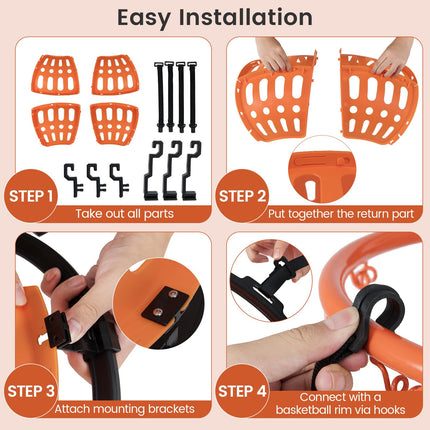 Goplus Basketball Return Attachment 360° Rotatable Basketball Hoop Rebounder