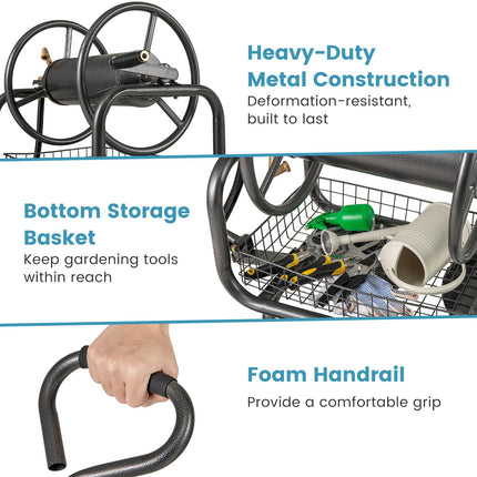 Goplus Garden Hose Reel Cart, 300 FT of 5/8" Large Capacity