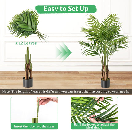 Goplus 4.2FT Tall Artificial Palm Tree with 12 PEVA Leaves (2 Pack)