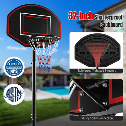 Goplus Portable Basketball Hoop Outdoor, 5.5-7.5 FT Basketball Goal with 5 Adjustable Height