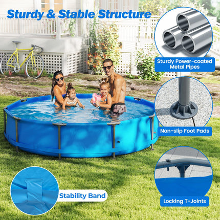 Goplus Above Ground Swimming Pool 8.5'x6'x26'' Metal Frame Pool Set