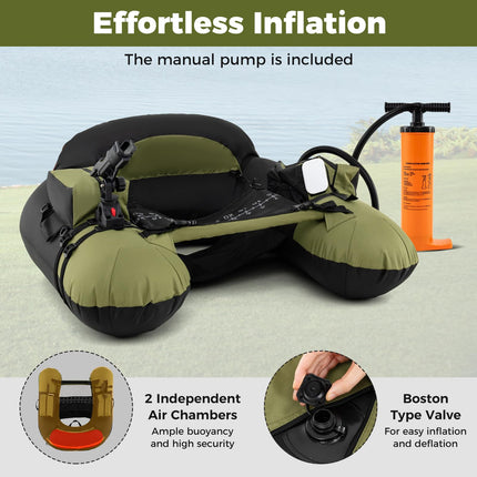 Goplus Inflatable Float Tube With Rod Holder | 350LBS Load Capacity