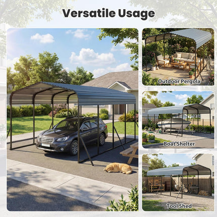 Goplus 12 x 20 FT Heavy-Duty Carport w/Leak-Proof Roof for Trucks Tractors