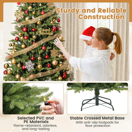 Goplus 7ft Pre-Lit Artificial Christmas Tree with 470 Warm-White & Multi-Color LED Lights