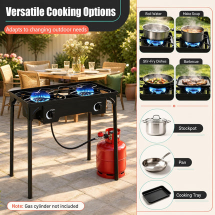 Goplus Outdoor 160,000 BTU High Pressure Dual Burner Gas Stove