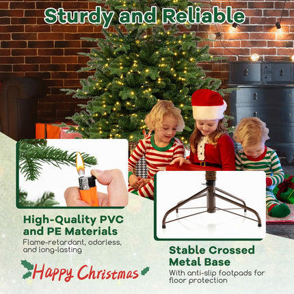 Goplus 7 FT Pre-Lit Artificial Christmas Tree with 1303 PE & PVC Branch Tips