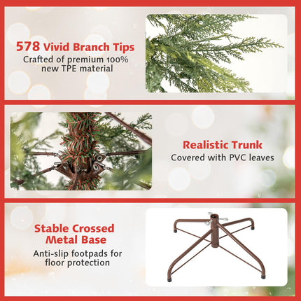 Goplus 6.5FT / 7.5FT Pre-Lit Artificial Christmas Tree | Hinged Sparse Xmas Fir Tree