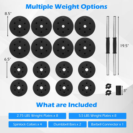 Goplus Adjustable Dumbbells, 3 in 1 Convertible 66 LBS Free Weights with Connectors