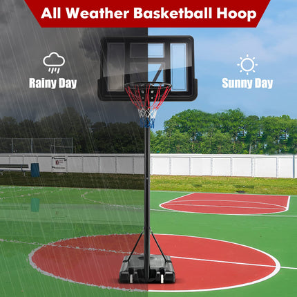Goplus Portable Basketball Hoop Outdoor, 4.25-10FT 12-Level Height Adjustable Basketball Goal System - GoplusUS