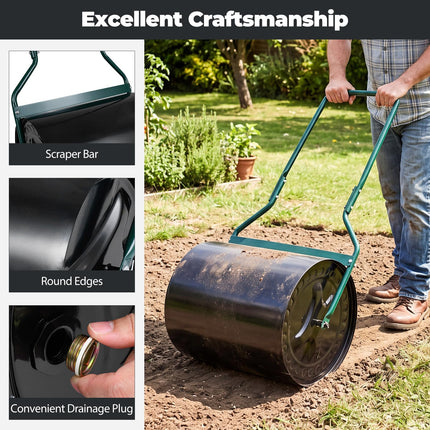 Goplus Lawn Roller 16 Gallon Water/Sand Filled Garden Drum Roller(16 by 20-Inch)