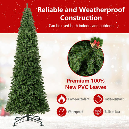Goplus 12 FT Pre-Lit Artificial Christmas Tree with Quick Power Connector | Indoor Outdoor Holiday Decoration