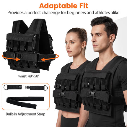Goplus 44lbs Adjustable Weighted Vest for Men Women with 20 Removable Metal-Sand Weights
