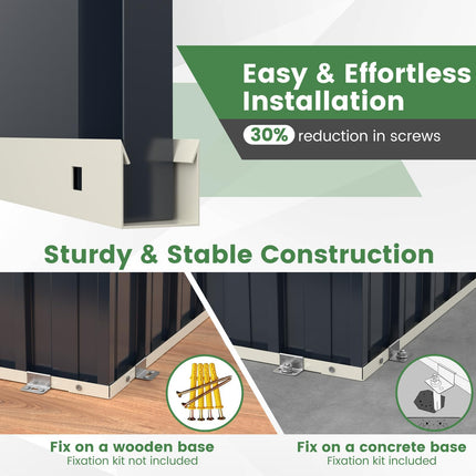 Goplus 6.3 x 2.8 FT Metal Outdoor Storage Shed, Snap-on Structures for Efficient Assembly