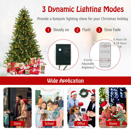 Goplus 6ft 3-Minute-Setup Pre-Lit Artificial Christmas Tree with 360° Quick Power Connector