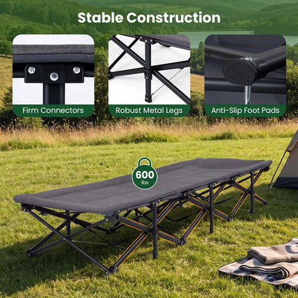 Goplus Camping Cot with Padded Pillow | Folding Cot Bed for Adults