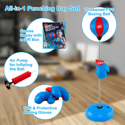 Goplus Height Adjustable Kids Workout Equipment with Boxing Stand & Boxing Gloves