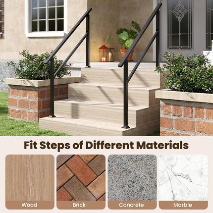Goplus Handrail for Outdoor Steps Metal Hand Rail Fits 0-4 Steps