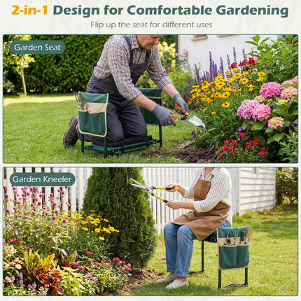 Goplus 11" Wide 2-in-1 Foldable Garden Kneeler and Seat for Seniors
