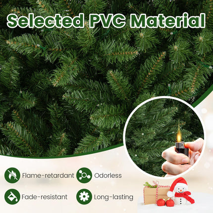 Goplus 12ft Pre-Lit Artificial Christmas Tree with 360° Quick Power Connector & LED Lights