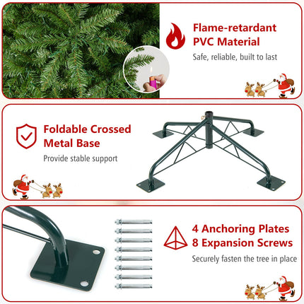 Goplus 12 FT Tall Pre-Lit Slim Pencil Christmas Tree with Branch Tips Warm White LED Lights