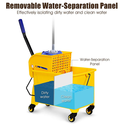 GOPLUS Commercial Mop Bucket with Wringer, Household Portable Mop Bucket, Ideal for Household and Public Places Floor - GoplusUS