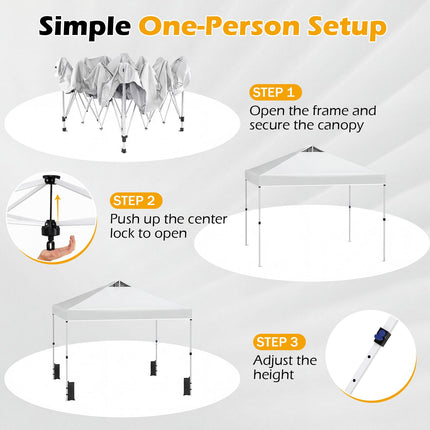 Goplus 10 x 10 FT Pop up Canopy Tent w/ 1 Button Push Sandbags & Roller Bag