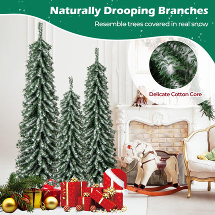 Goplus 4' 5' 6' Pre-Lit Artificial Christmas Tree Set of 3 for Seasonal Office Home Decor