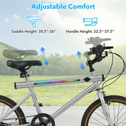 Goplus 20" LED-lit Hybrid Cycling Bike w/ Front Caliper Brake & Rear Drum Brake