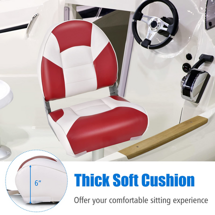 Goplus Low Back Boat Seat, Folding Fishing Seat with Thickened High-density Sponge Padding - GoplusUS