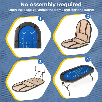 Goplus 72’’ Poker Table Foldable, 8 Players Card Board Game Table w/ 8 Cup Holders